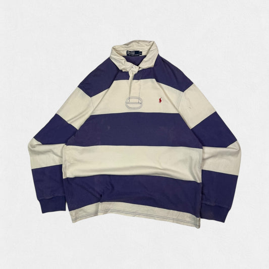 Vintage Polo Ralph Lauren striped rugby polo shirt (XL)