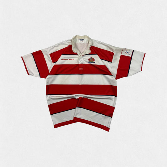Vintage 90s Gloucester Cherry & Whites rugby union shirt (XL)
