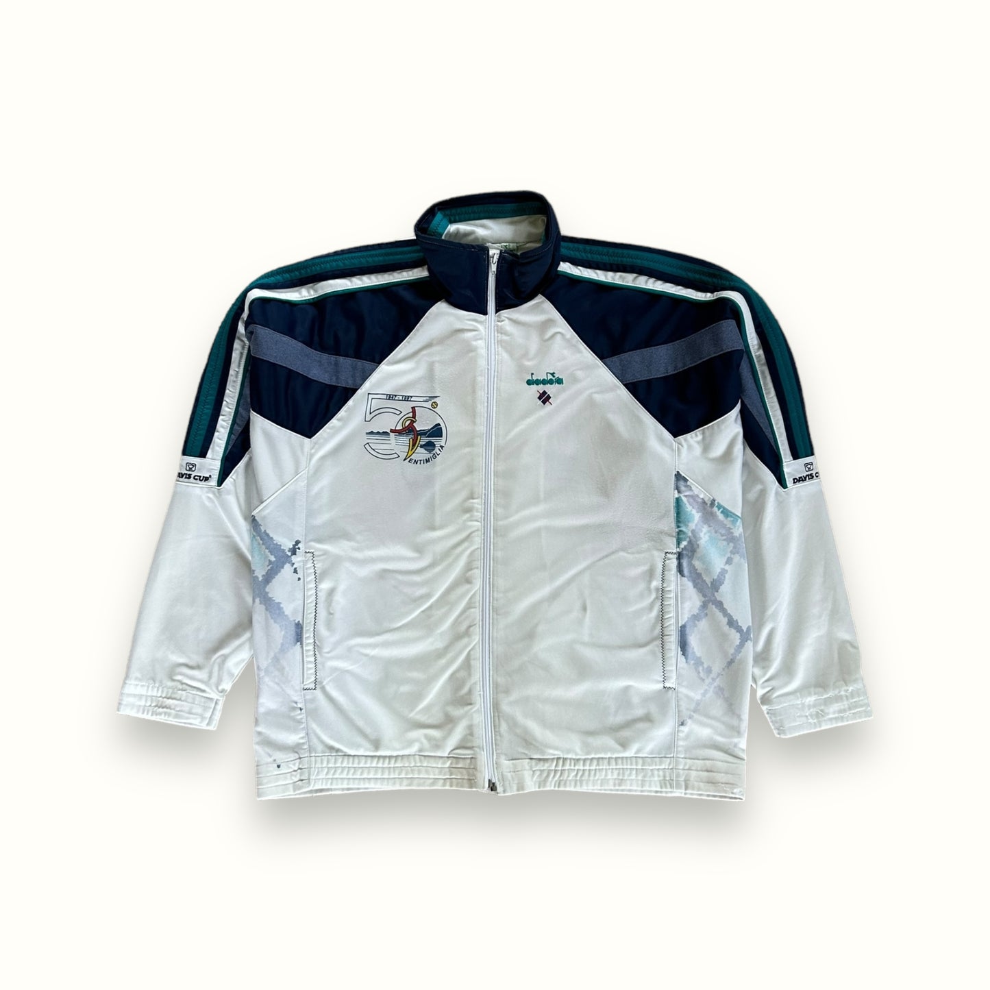 Vintage 90s Diadora Davis cup anniversary track jacket (L)
