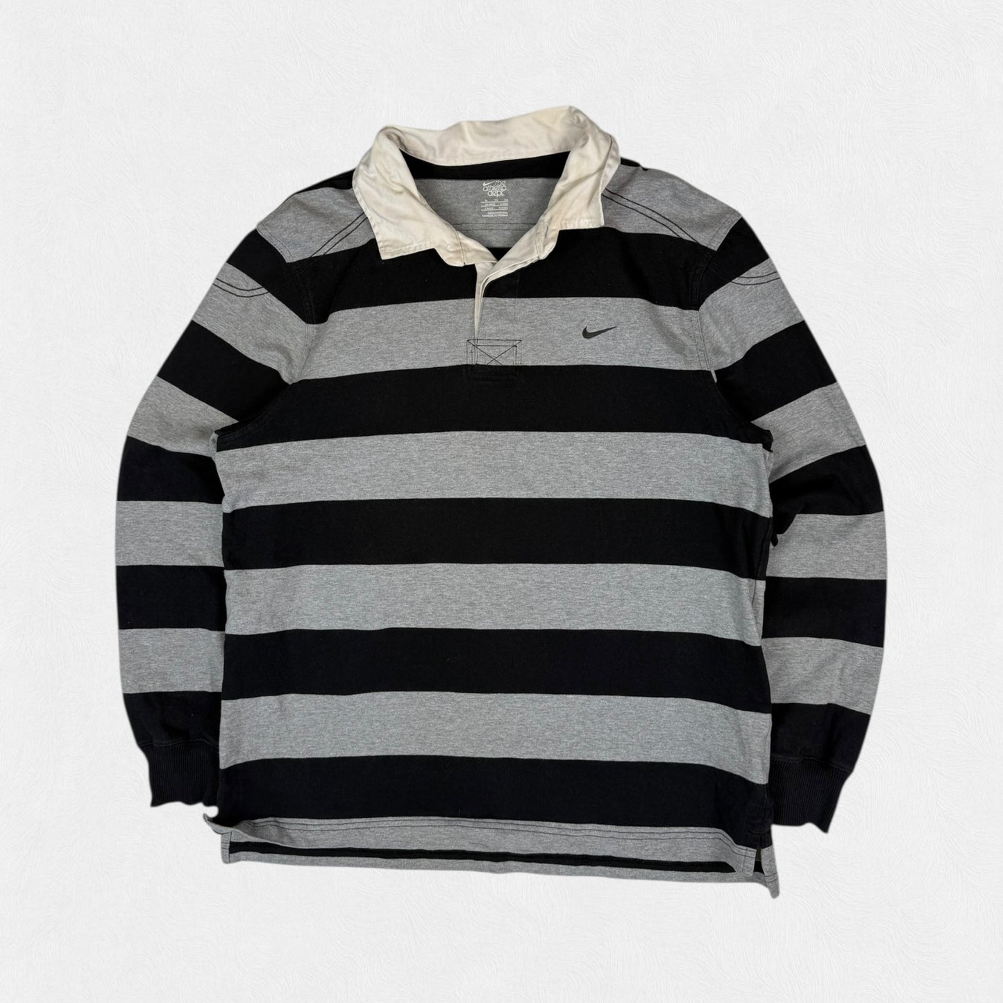 Vintage Nike mini swoosh striped rugby polo (XL)