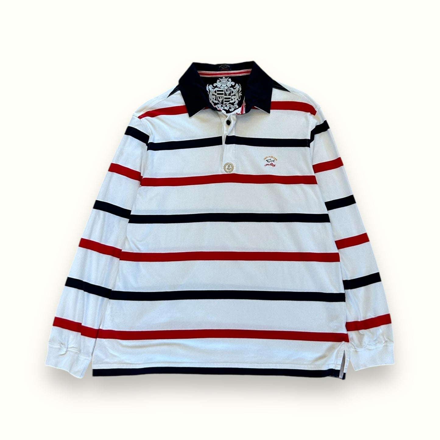 Vintage Paul & Shark long sleeve striped rugby polo (XXL)