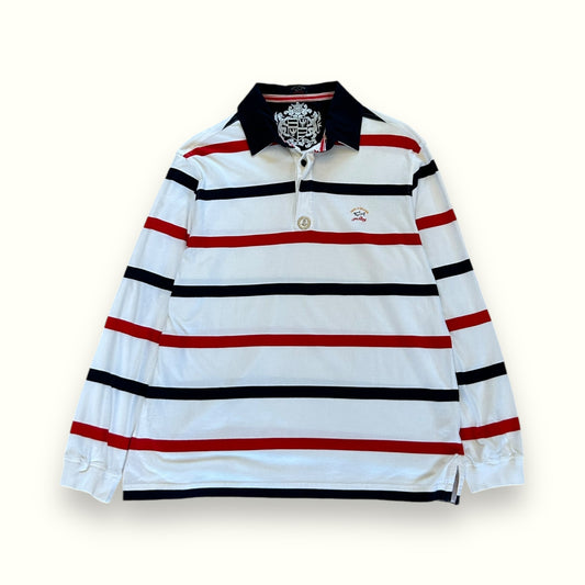 Vintage Paul & Shark long sleeve striped rugby polo (XXL)