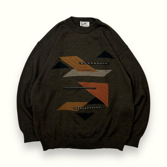 Abstract grandad knit sweater (L)