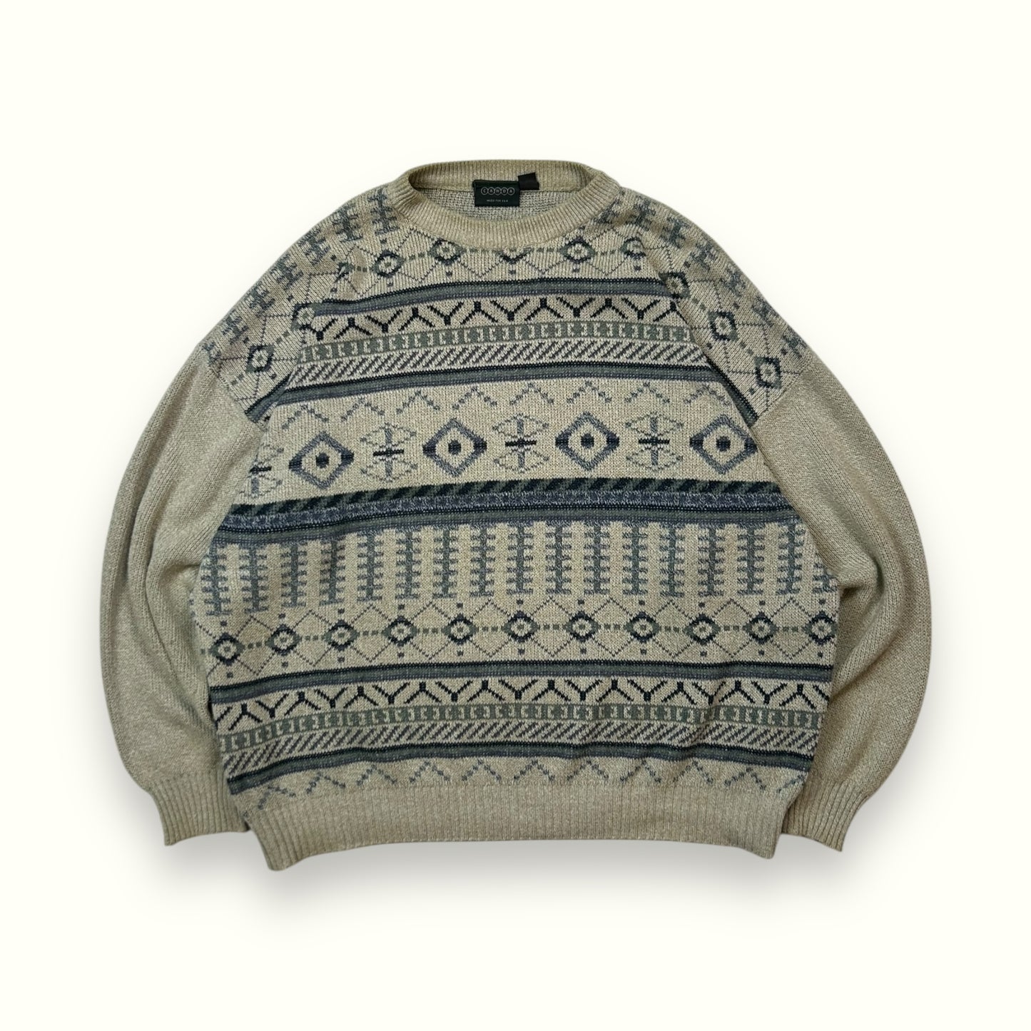 Vintage grandad abstract knit sweater (L)