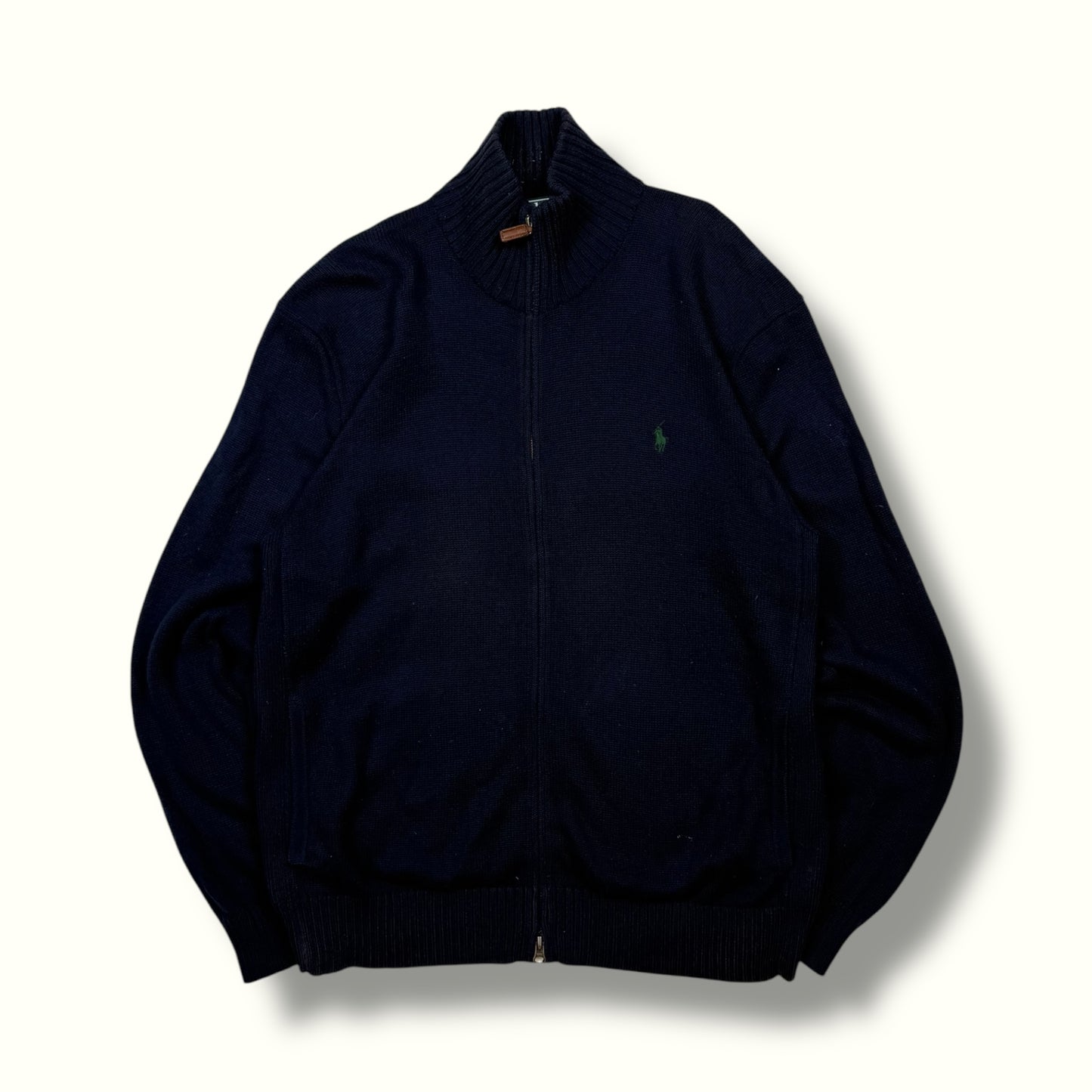 Vintage 90s Polo Ralph Lauren full zip knit sweater (XL)