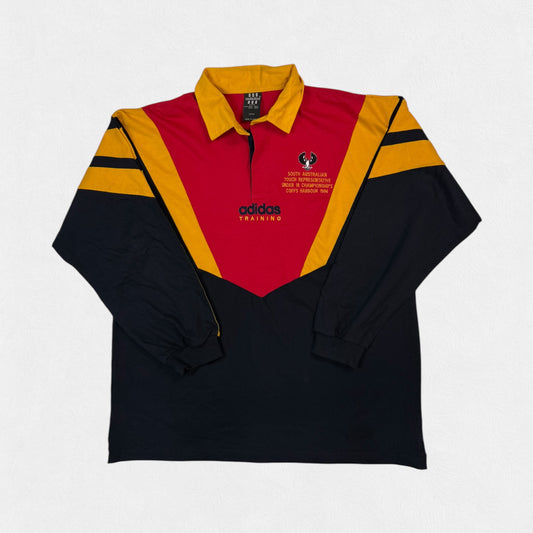 Vintage 90s Adidas training 1996 colour block rugby shirt (XL)