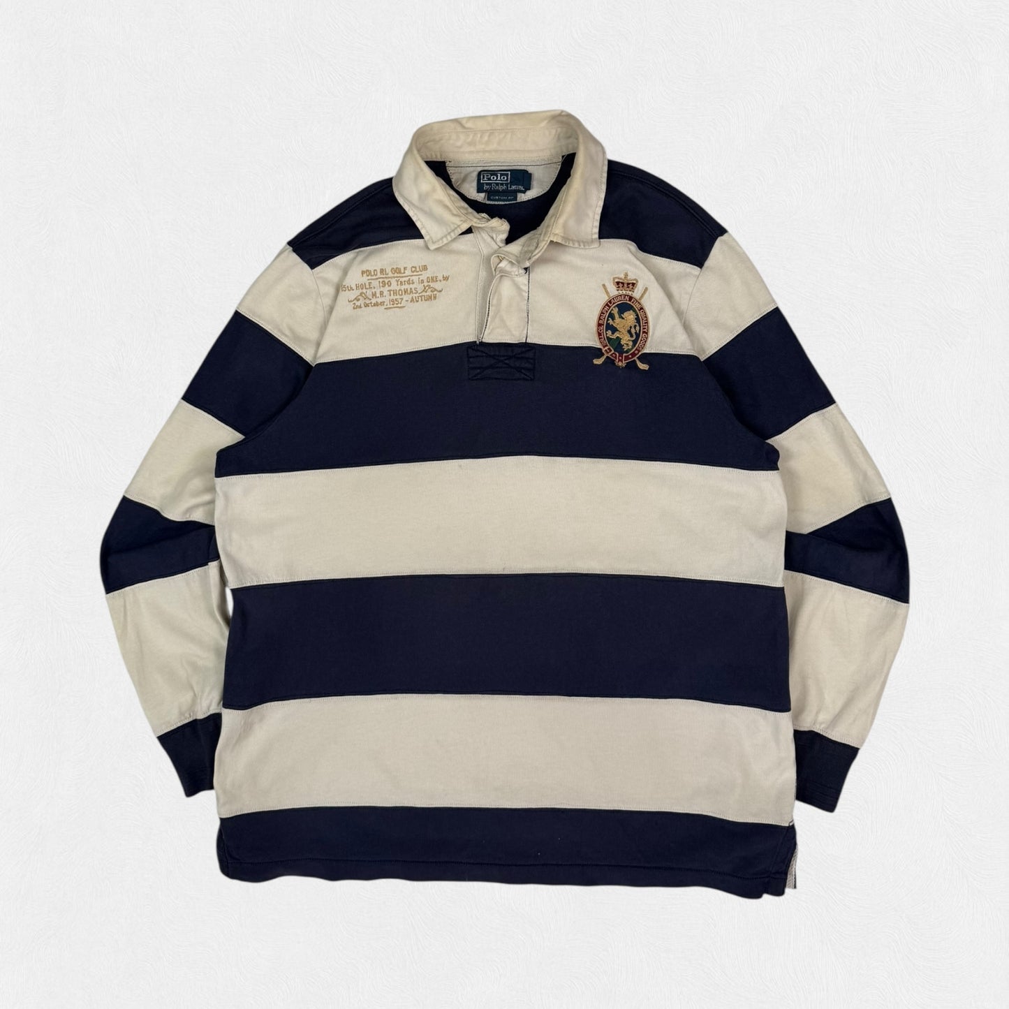 Vintage Polo Ralph Lauren golf club striped rugby polo shirt (XL)