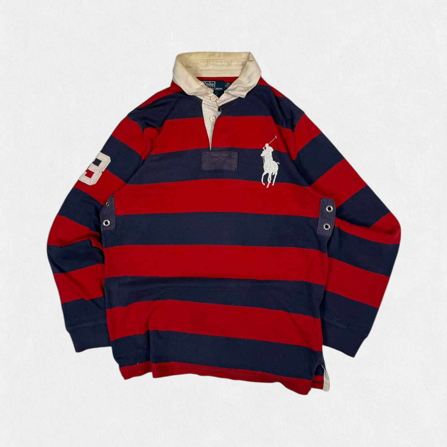 Vintage Polo Ralph Lauren big pony striped rugby polo shirt (L)