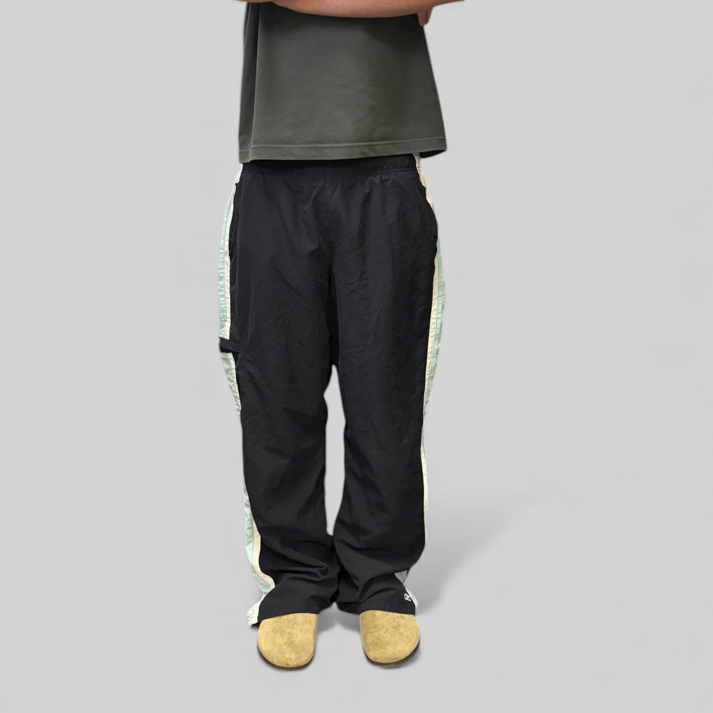 Vintage Reebok side stripe baggy track pants (XL)