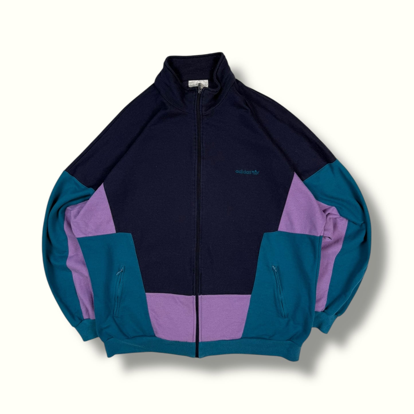 Vintage Adidas colour block full zip sweatshirt (XXL)