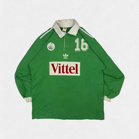 Vintage 90s France handball Adidas Originals rugby polo shirt (XL)