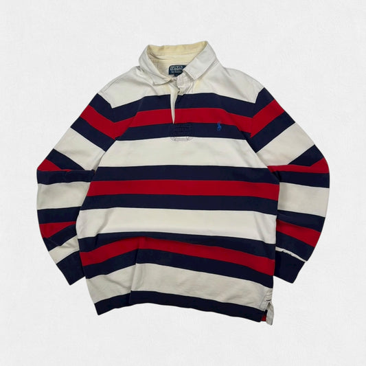 Vintage 90s Polo Ralph Lauren striped rugby polo shirt (L)