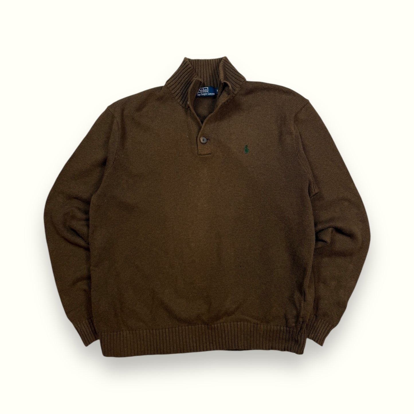 Vintage 90s Polo Ralph Lauren quarter button up knit sweater (XL)