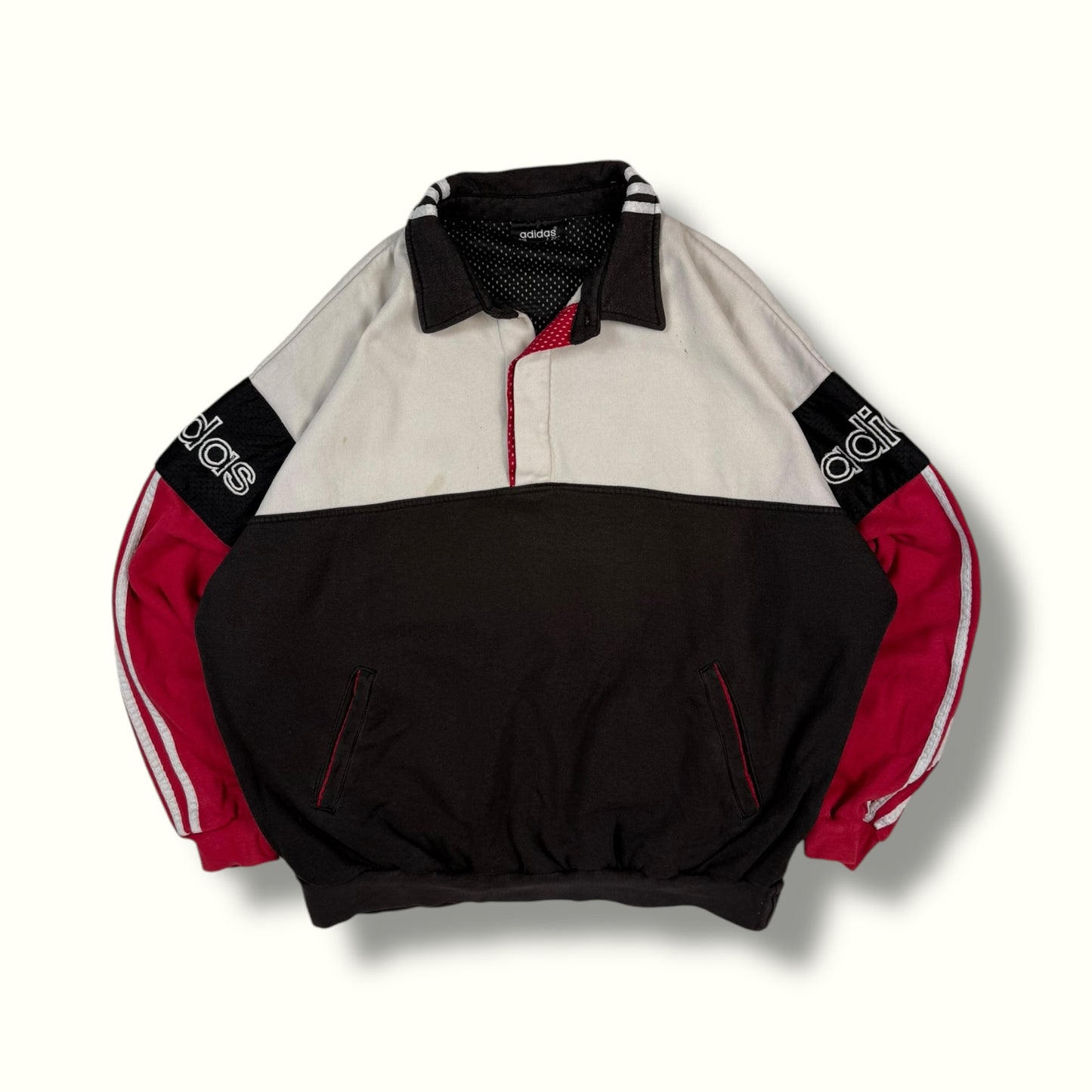 Vintage 90s Adidas collared sweatshirt (XL)
