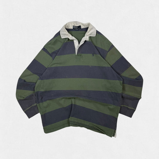 Vintage 90s Polo Ralph Lauren striped rugby polo shirt (L)