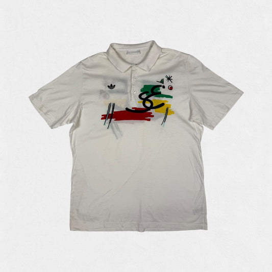 Vintage 90s Adidas originals abstract polo shirt (L)