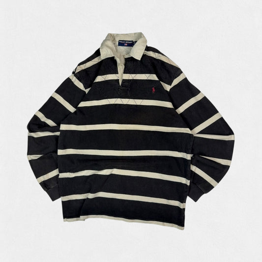 Vintage 90s Polo Sport striped rugby polo shirt (M)