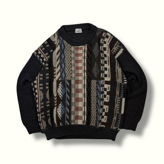 Vintage abstract knit sweater (L)