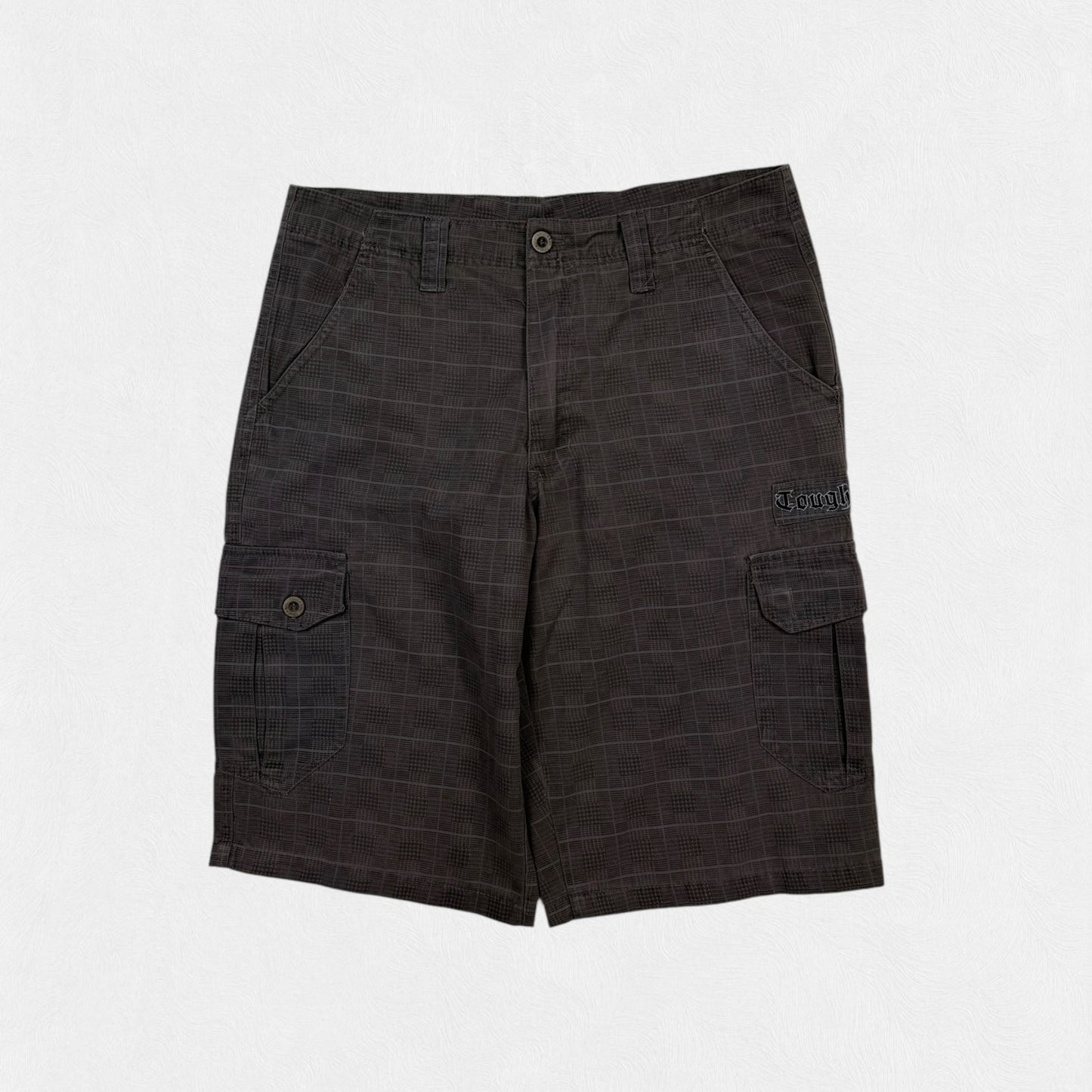 Vintage baggy checkered cargo shorts (S)
