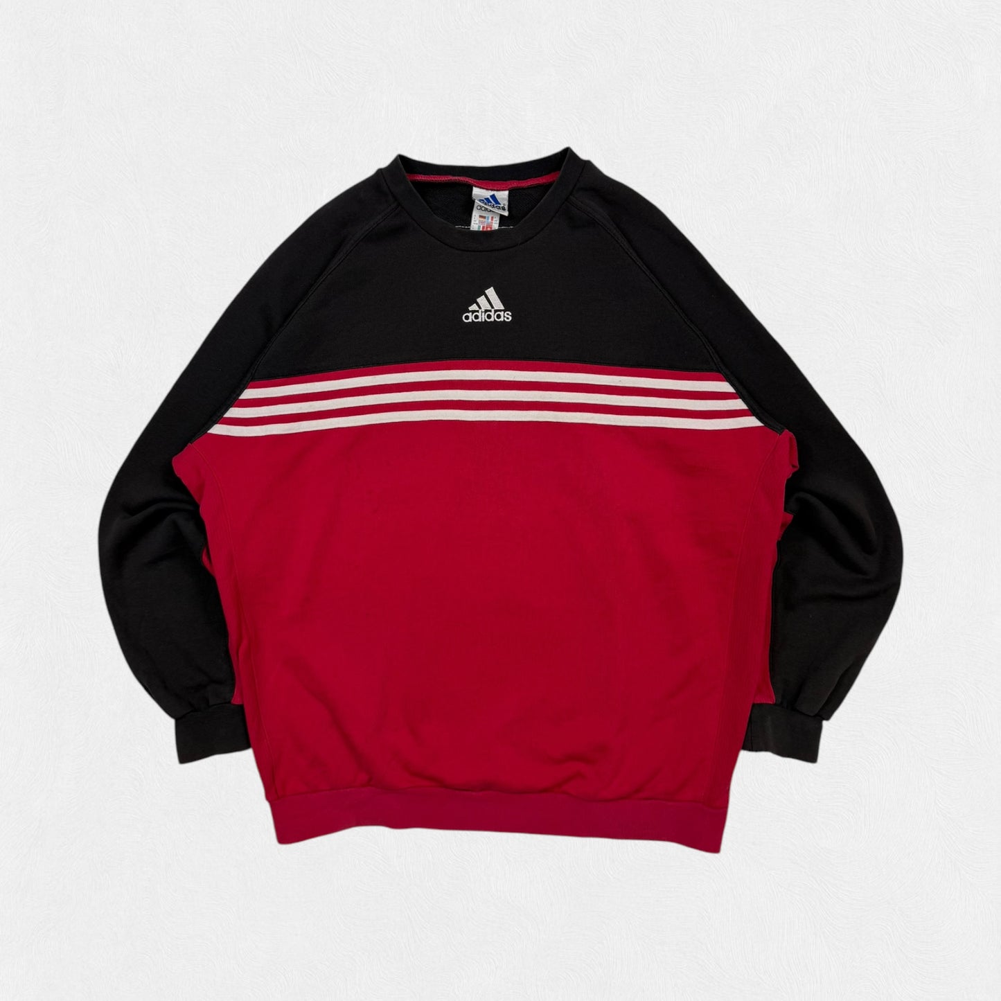 Vintage 90s Adidas colour block centre logo sweatshirt (L)