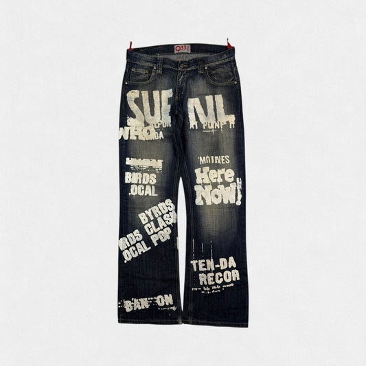 Vintage Y2K all over print hip hop jeans (W34)