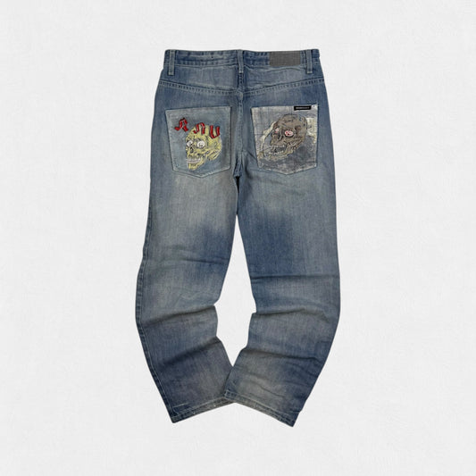 Vintage Y2K Skull logo denim jeans (W30)