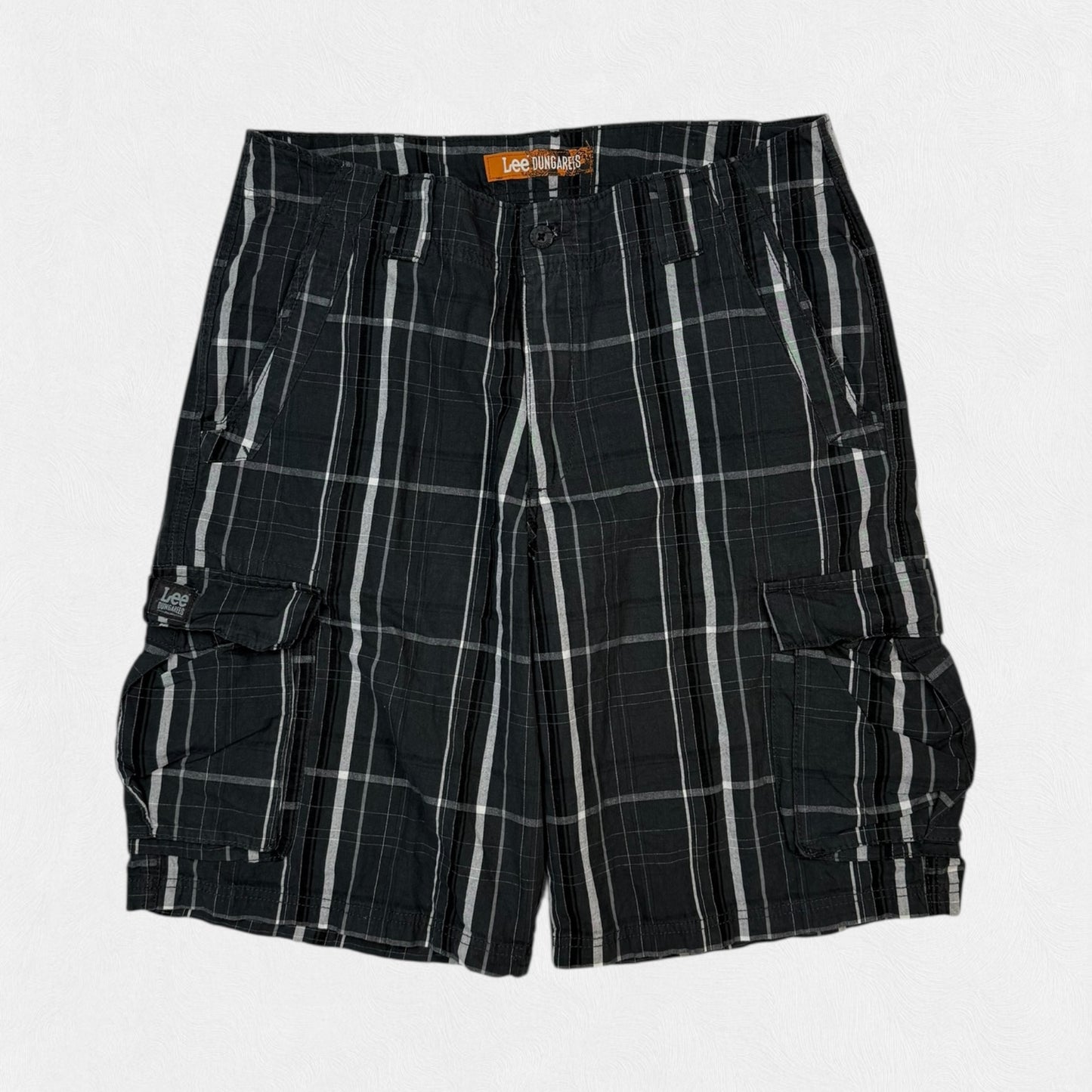 Vintage Lee dungarees baggy checkered cargo shorts (W36)