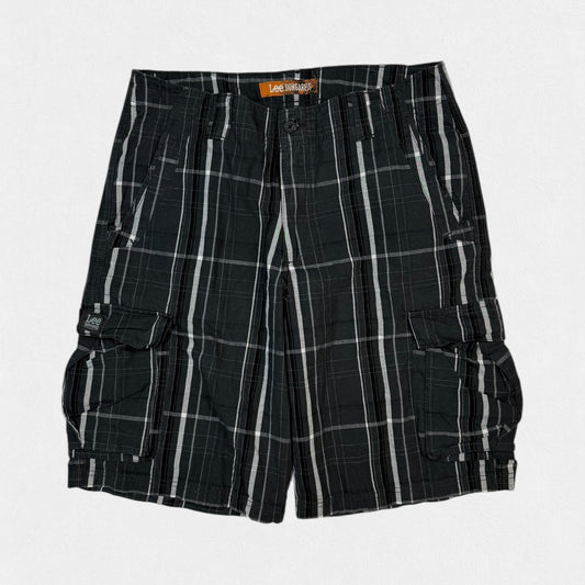 Vintage Lee dungarees baggy checkered cargo shorts (W36)