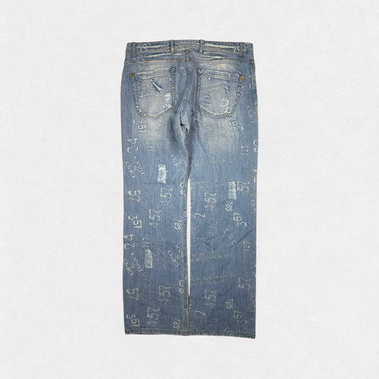 Vintage Y2K all over print hip hop jeans (W38)