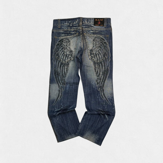 Vintage y2k embroidered straight fit jeans (W32)