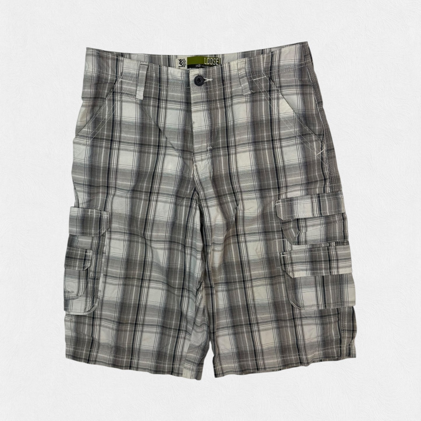 Vintage Lee dungarees baggy checkered cargo shorts (W30)