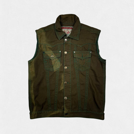 Vintage True Religion denim jean vest jacket (XL)