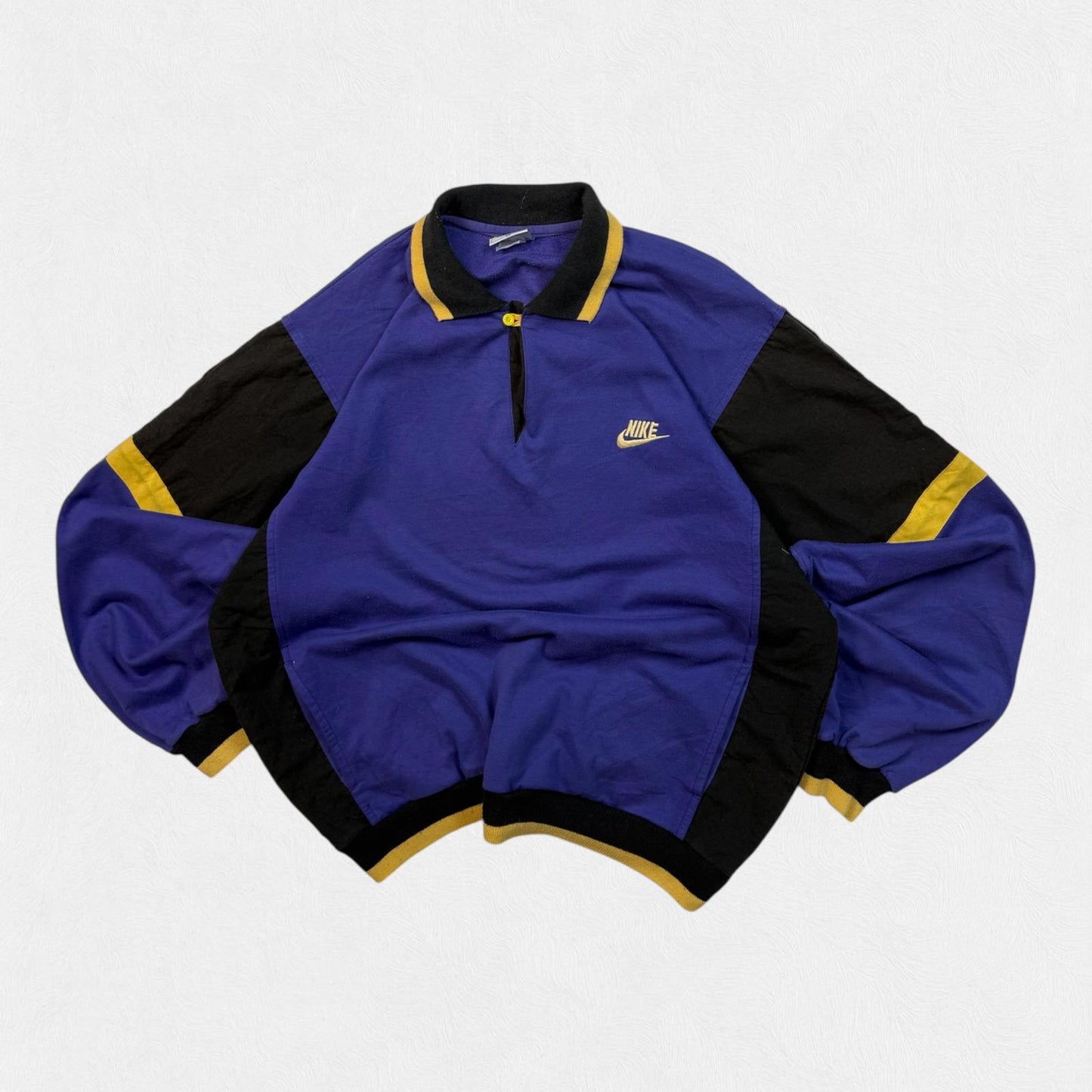 Vintage 80s Nike colour block collared sweatshirt (XL)
