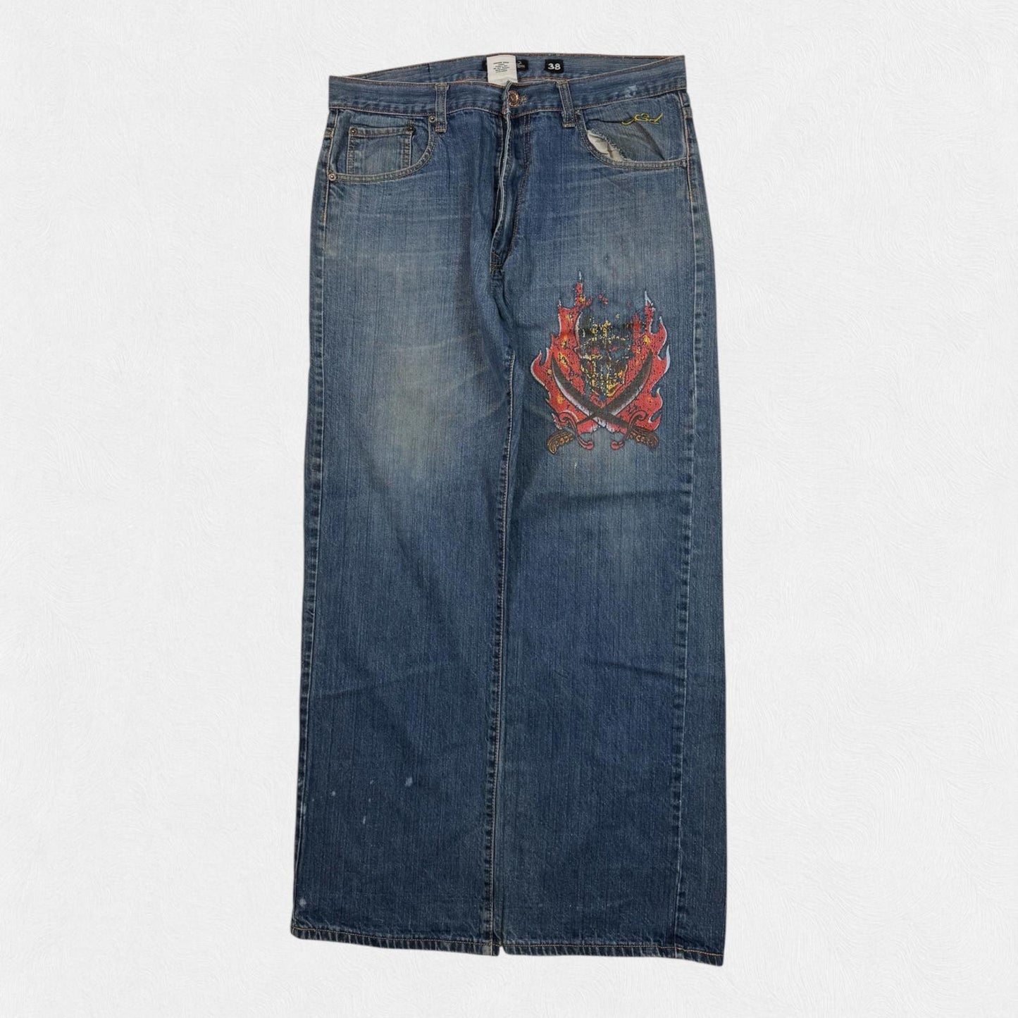 Vintage Y2K Ed Hardy baggy hip hop Jeans (W38)