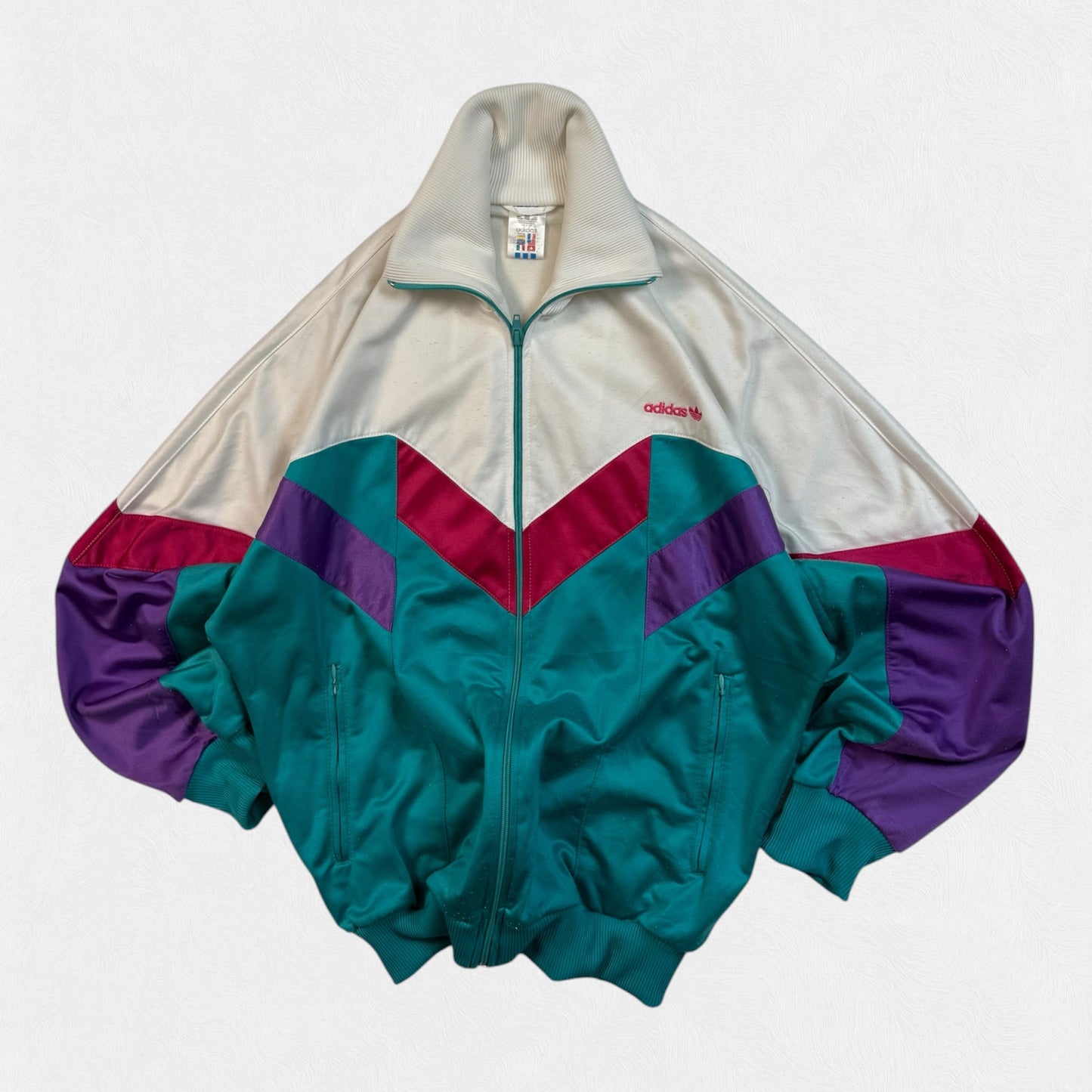Vintage 80s Adidas originals colour block track top (M)