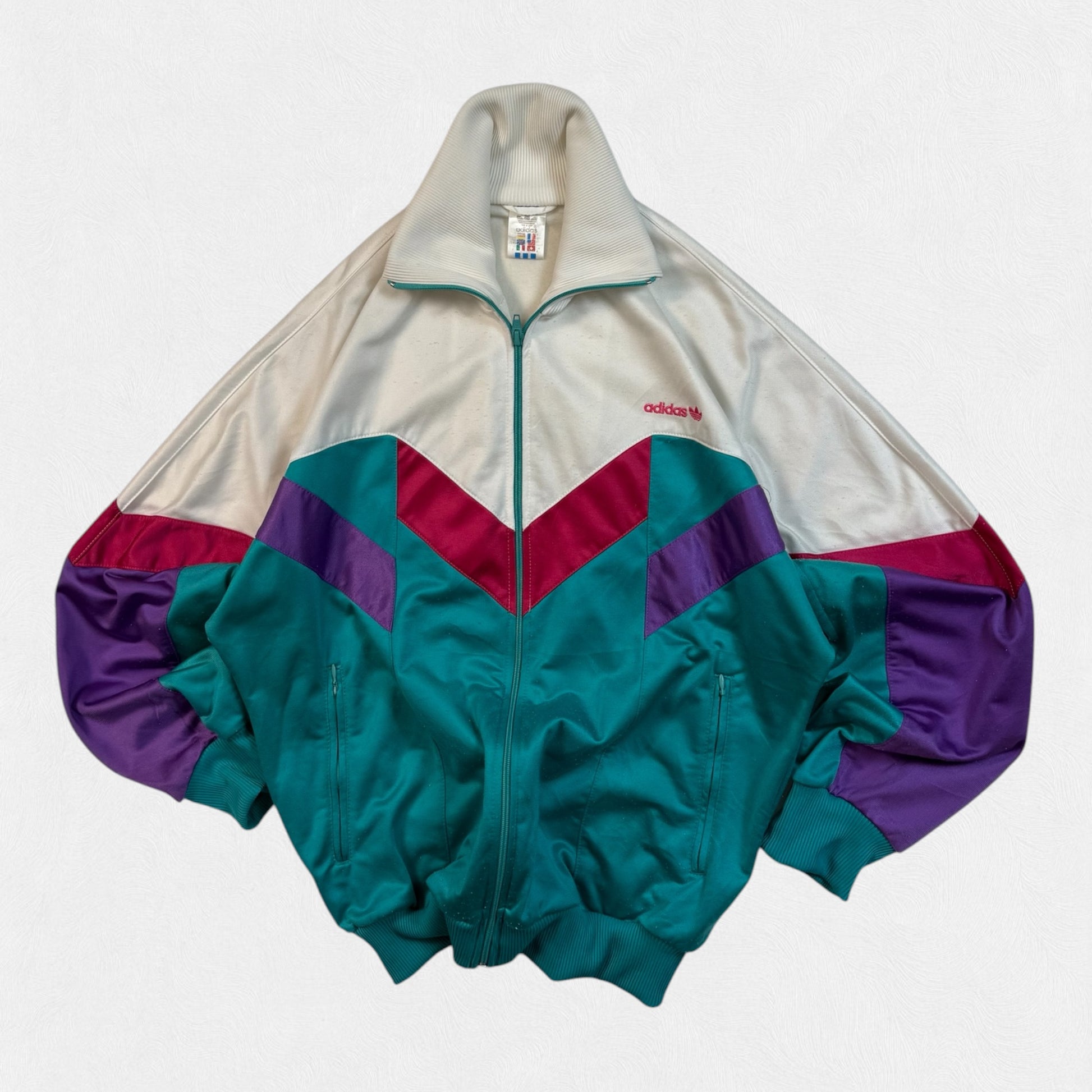 Vintage 80s Adidas originals colour block track top (M)