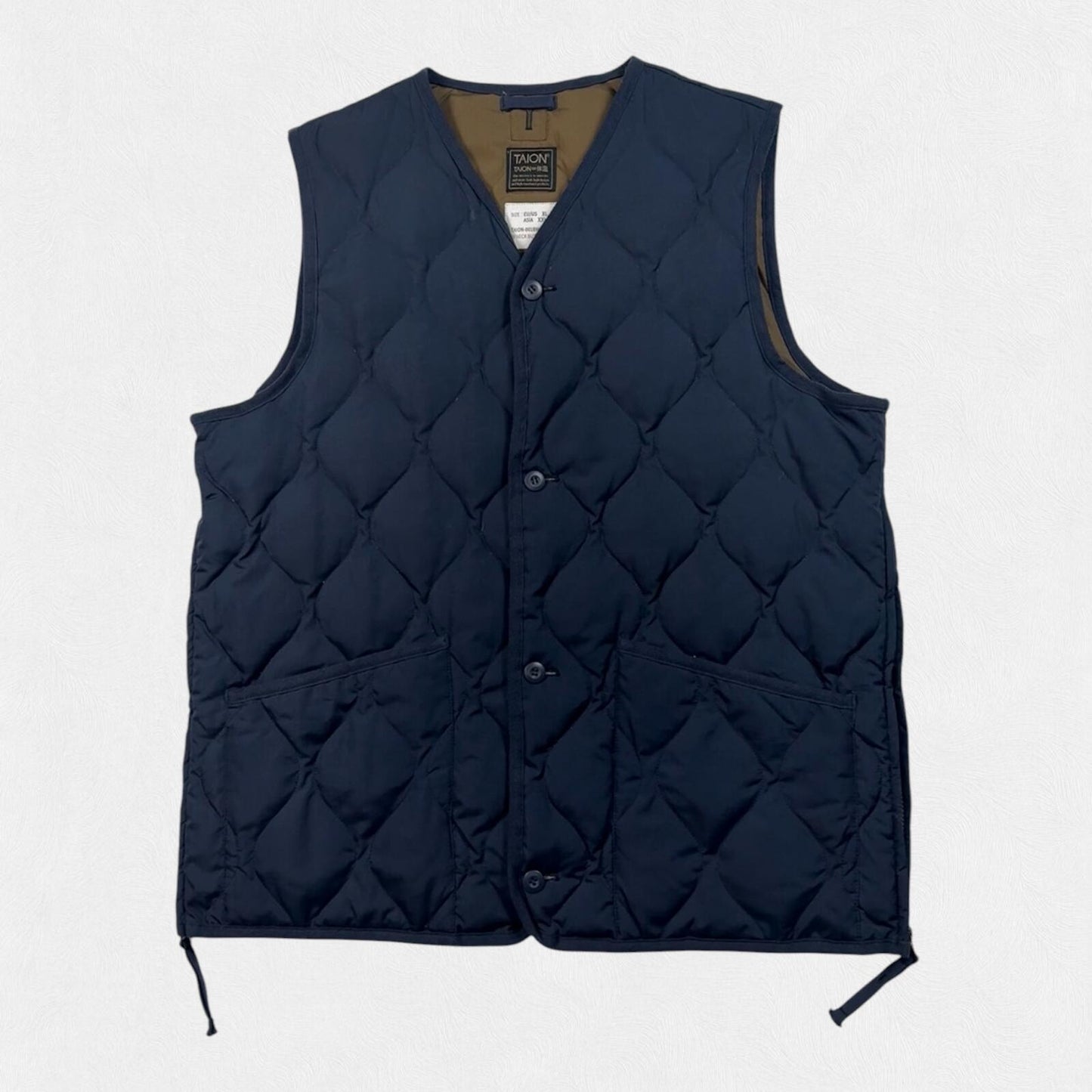 Taion military v neck down vest button up jacket (XL)