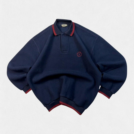 Vintage 80s Valentino collared fleece sweatshirt (XL)