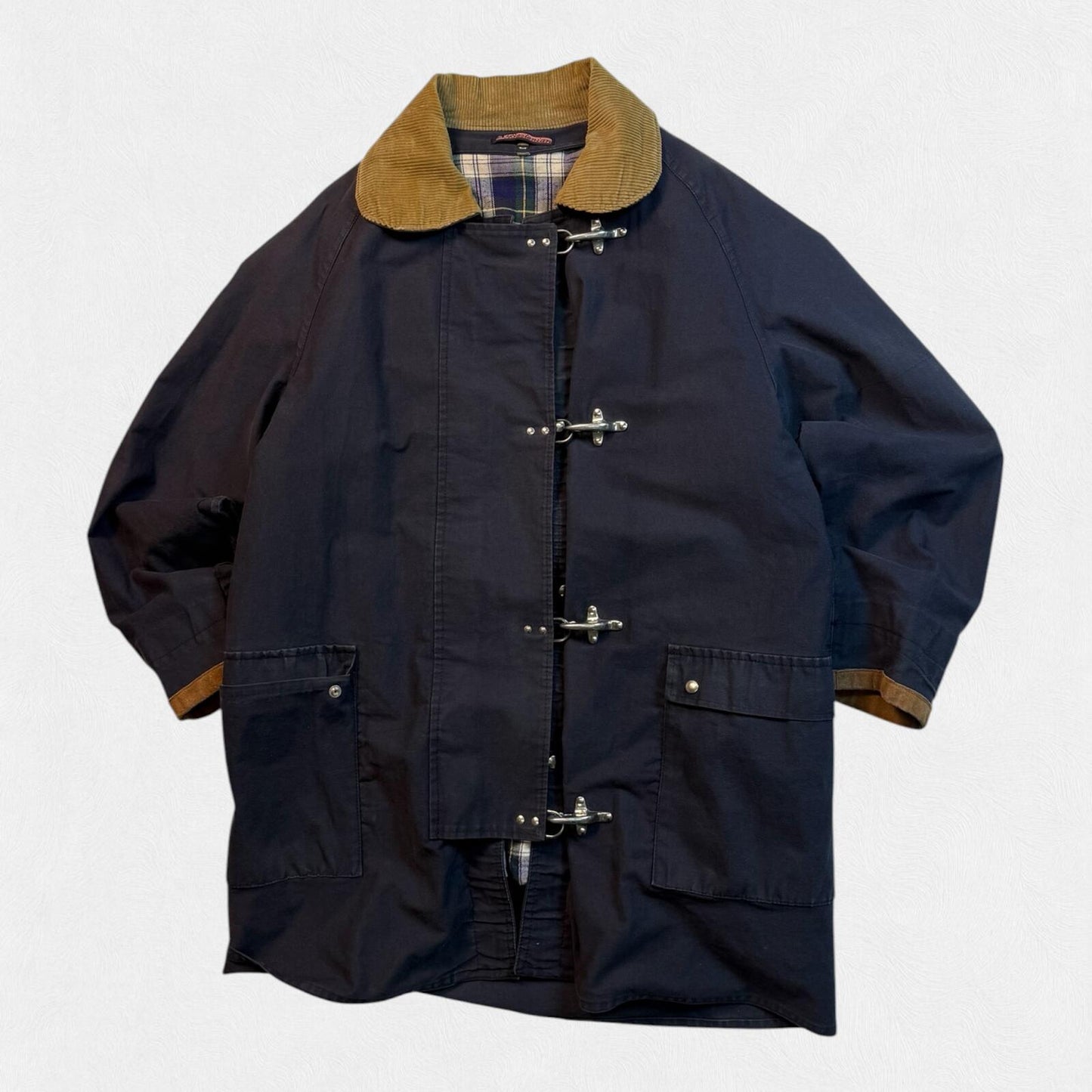 Vintage Bostonian Fireman clasp chore style collared jacket navy XL