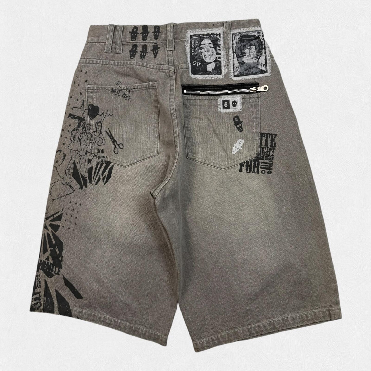 Vintage Y2K baggy hip hop denim shorts (W30)