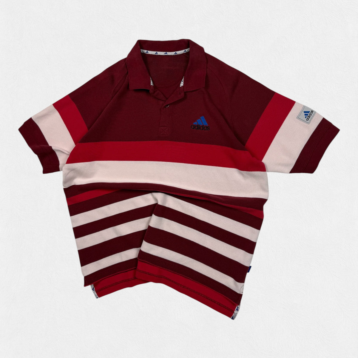 Vintage 90s Adidas striped polo shirt (L)