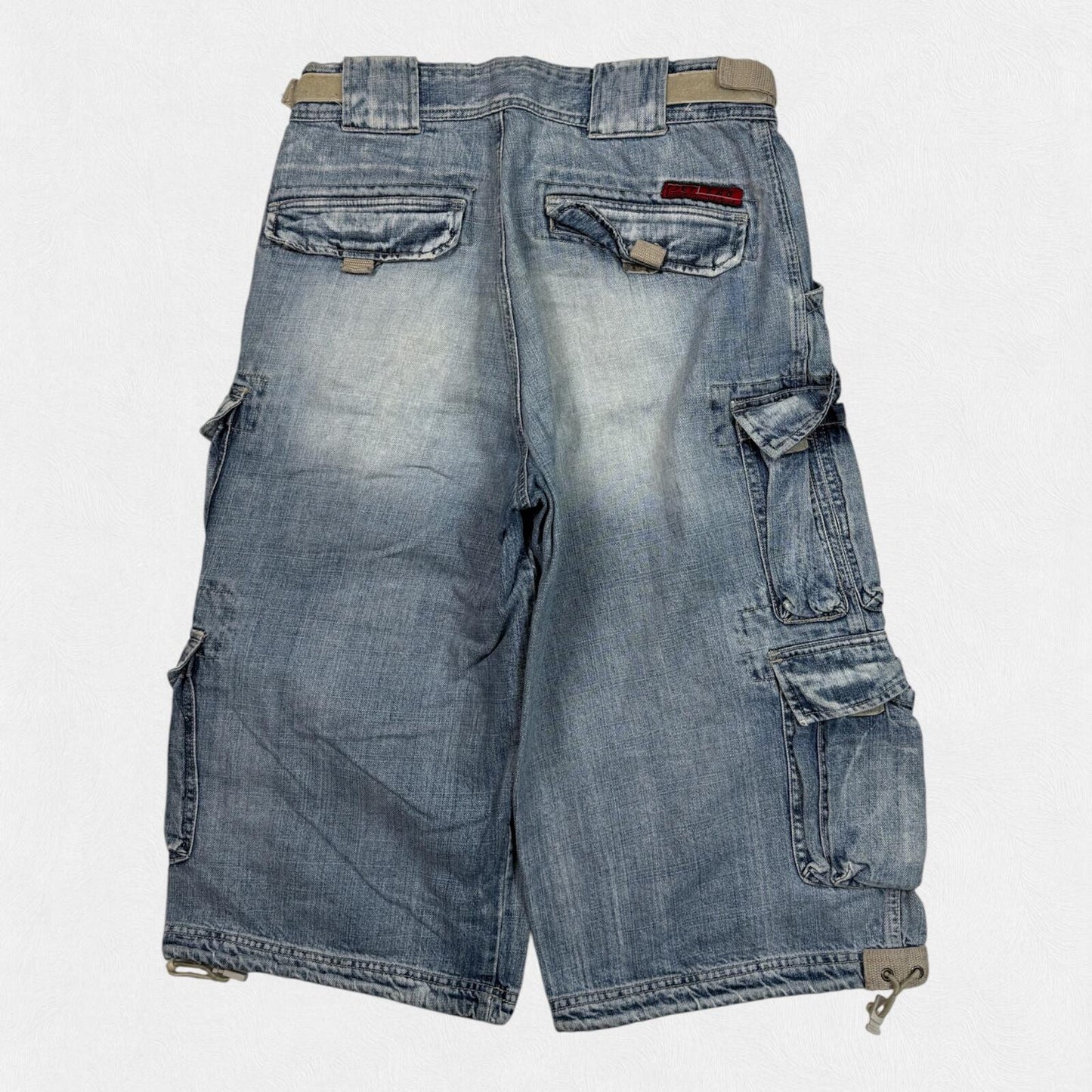 Vintage Y2K baggy cargo denim jean shorts (W32)