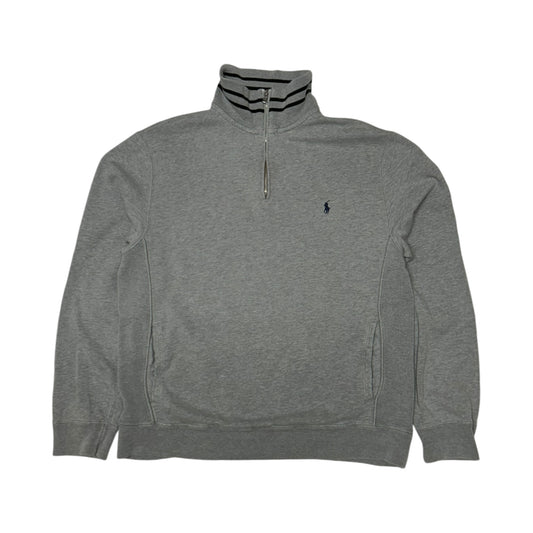Ralph Lauren quarter zip, grey with striped collar