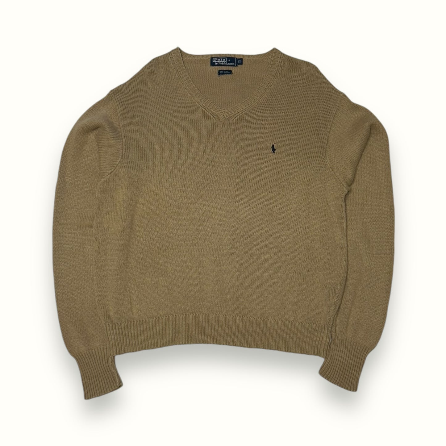 Ralph Lauren 90s knit sweater beige v neck