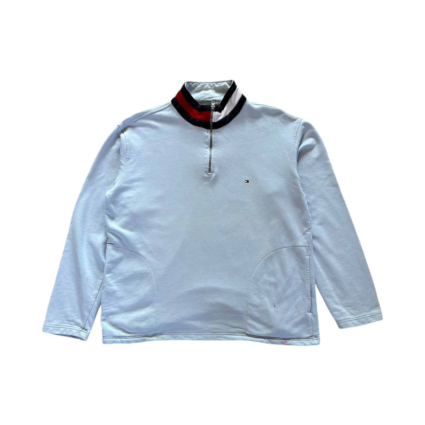 Tommy Hilfiger quarter zip light blue with flag collar