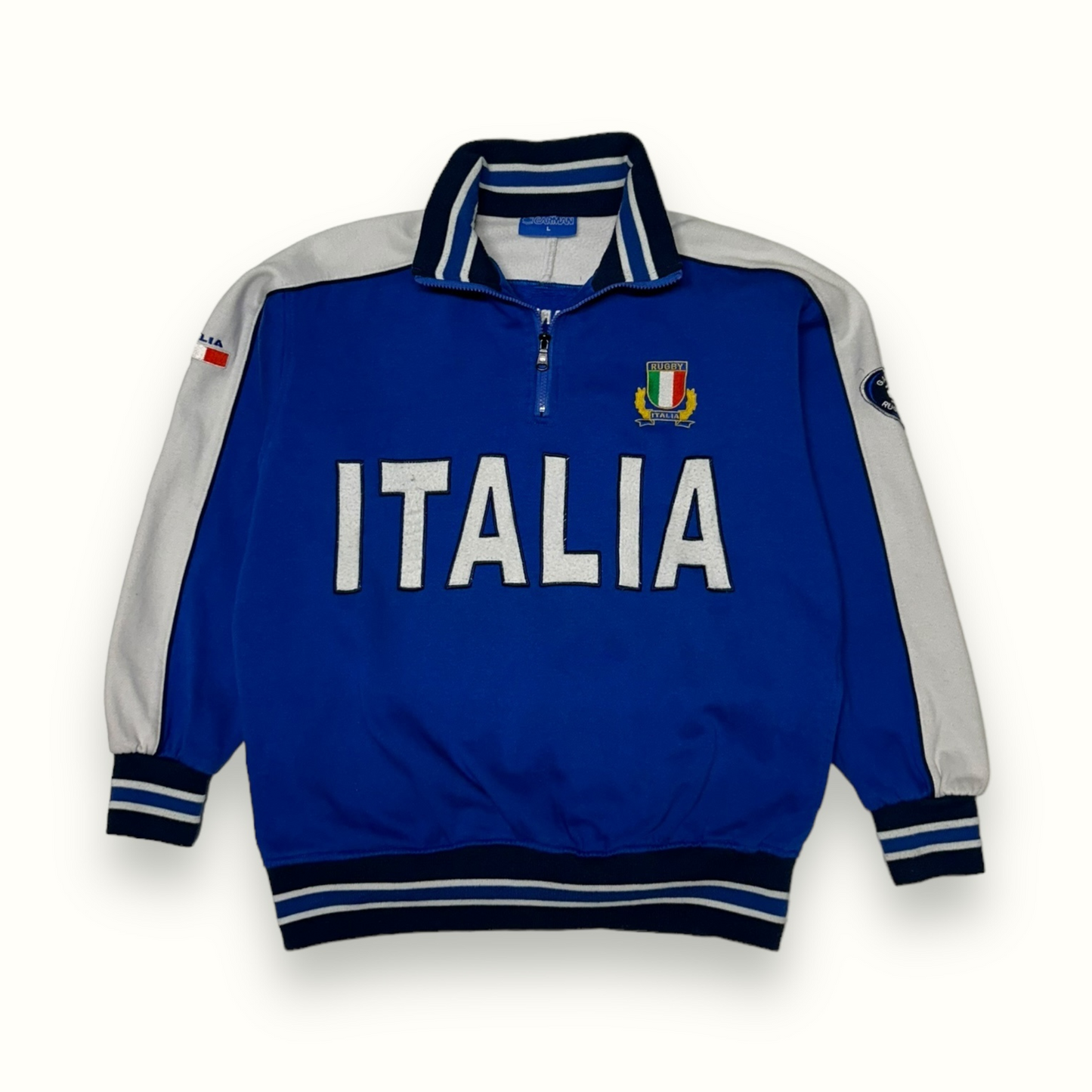 Vintage Italy rugby spell out quarter zip sweatshirt (L)