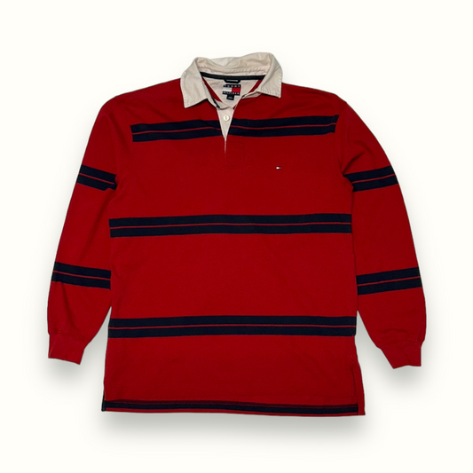 Vintage 90s Tommy Hilfiger striped rugby polo (M)