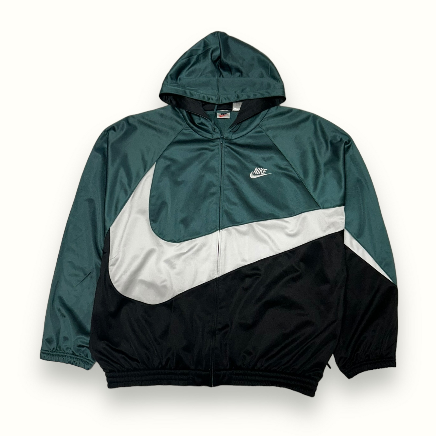 Vintage 90s Nike big swoosh hooded jacket (XL)