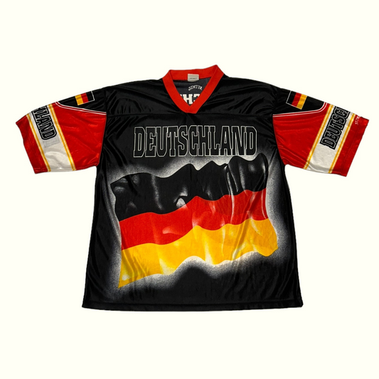 Vintage 90s Nutmeg Germany football all over print shirt (XL)