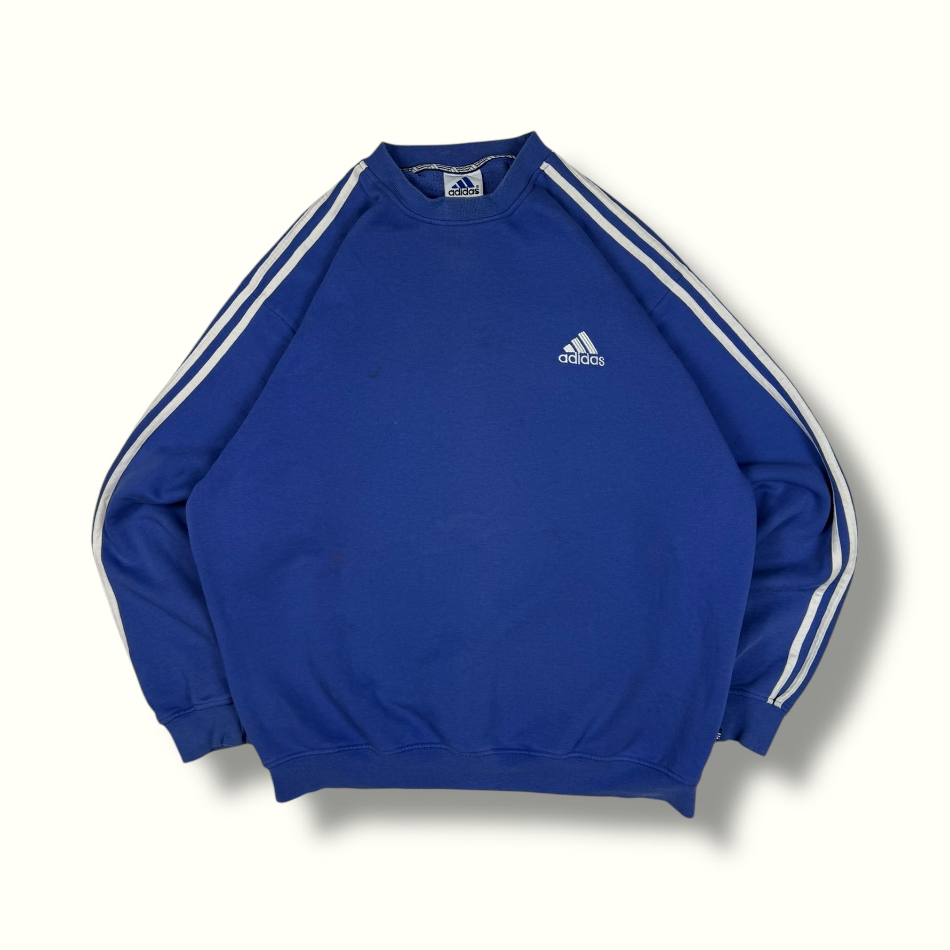 Vintage adidas boxy small logo sweatshirt blue 3 stripes